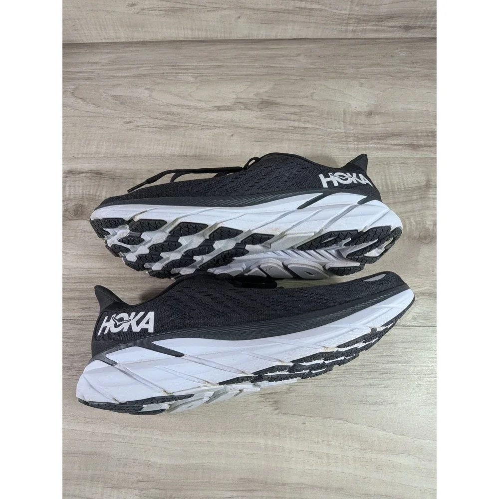 Hoka One One Clifton 8 Black White Running Shoes - 1119393-BWHT - Mens Size 9 D